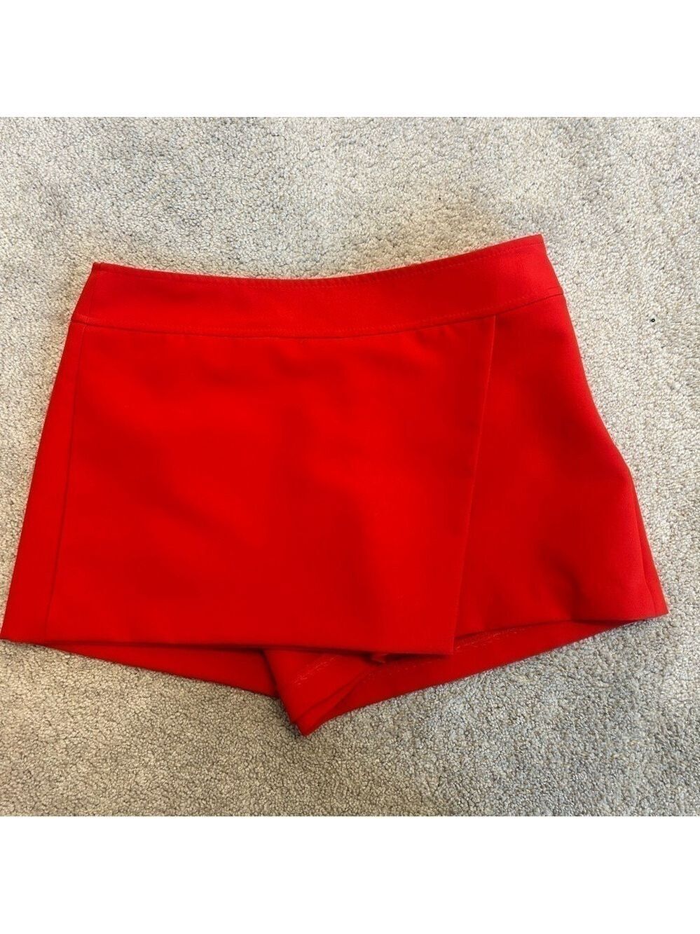 Zara red asymmetrical mini skirt skort Sz L NWT